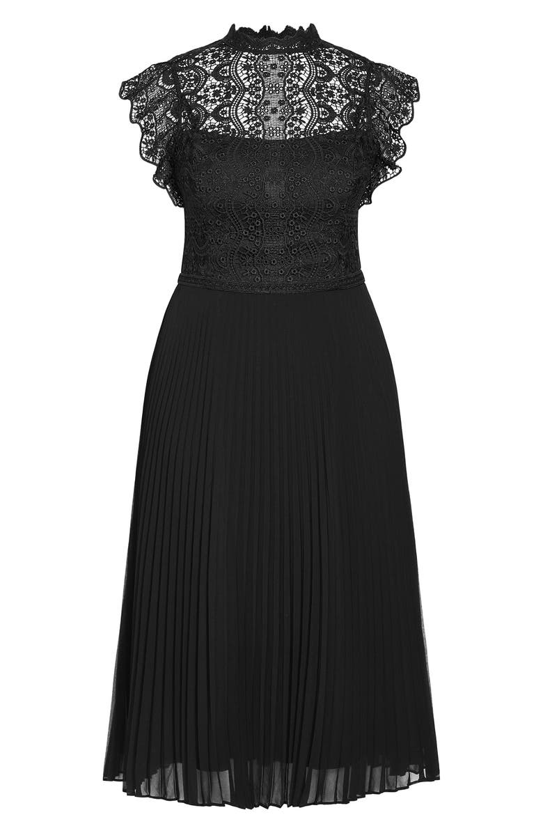 City Chic Livia Lace Yoke Sleeveless Fit & Flare Dress, Alternate, color, 