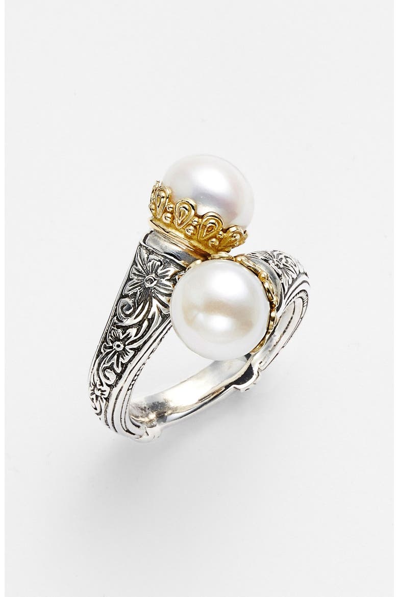 'Hermione' Pearl Coil Ring, Main, color, SILVER/ GOLD