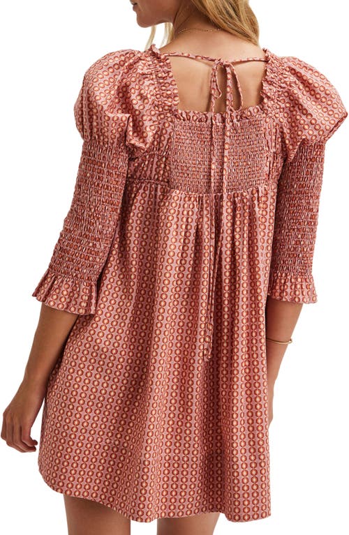 Free People Star Dip Tiered Smocked Button Front Cotton Dress In Glass Roses Combo