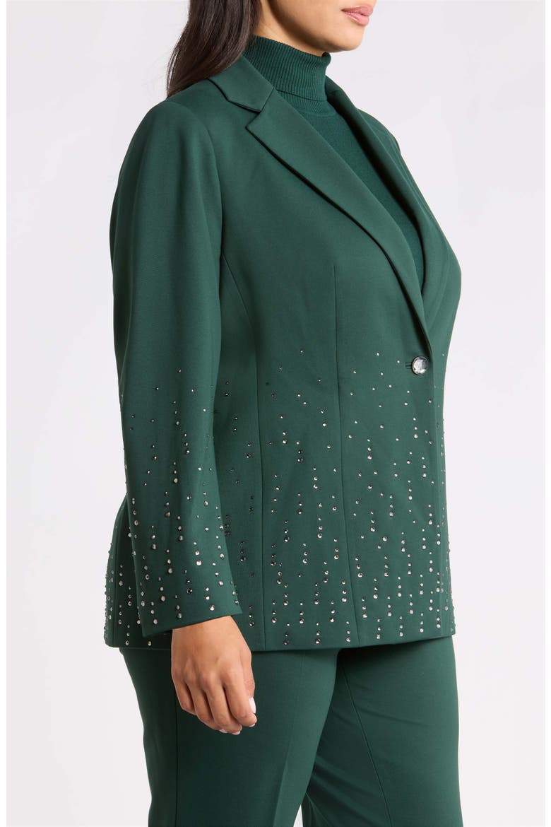 One-Button Embellished Blazer, Alternate, color, PINE FOREST