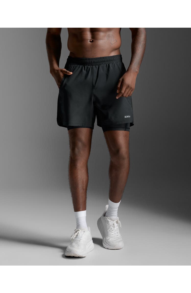2XU Aero Mesh 2-in-1 5 Inch Short, Alternate, color, Black/Silver Reflective