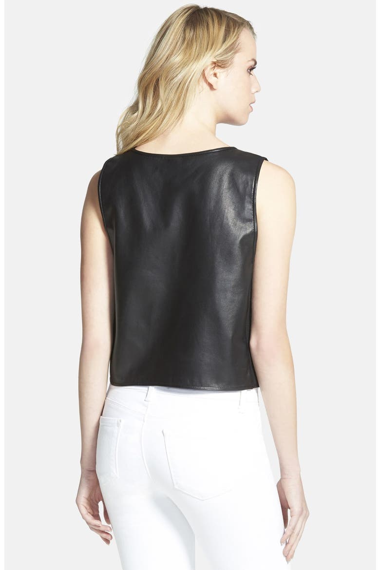 'Oasis' Crop Leather Tank, Alternate, color, BLACK