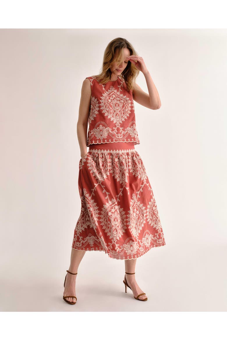 SP26 Georgia Midi Skirt - Saffron, Main, color, Red