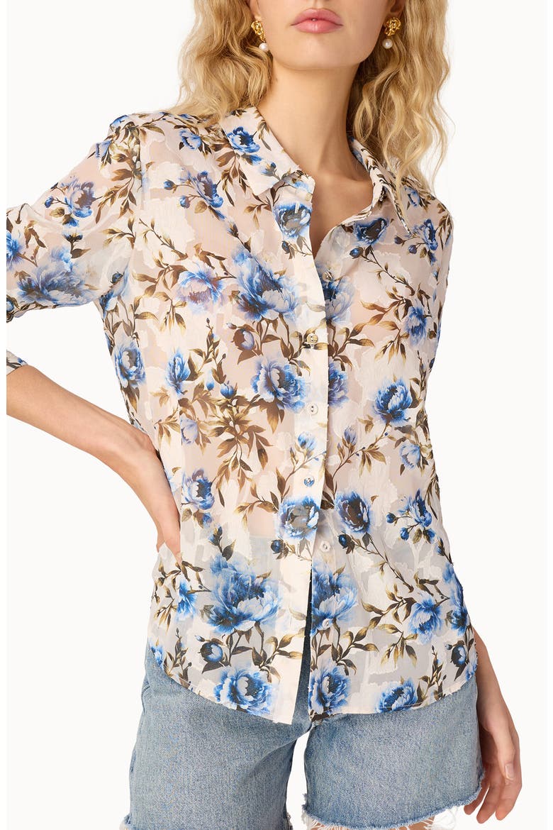 Crosby Burnout Floral Print Chiffon Shirt, Main, color, DAYDREAM