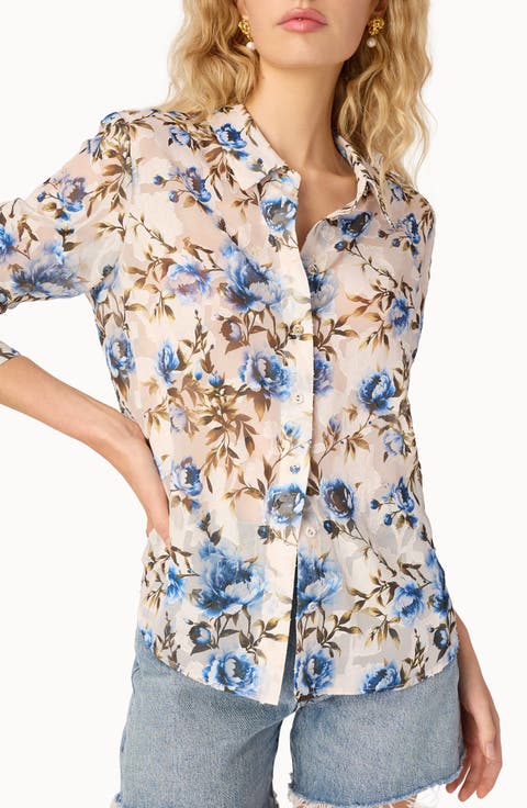 Crosby Burnout Floral Print Chiffon Shirt