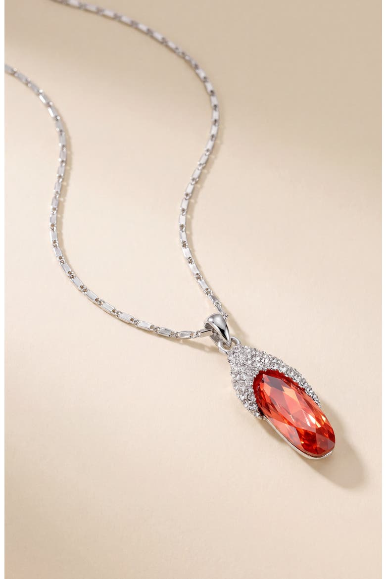 Oval Crystal Pendant Necklace, Alternate, color, Red