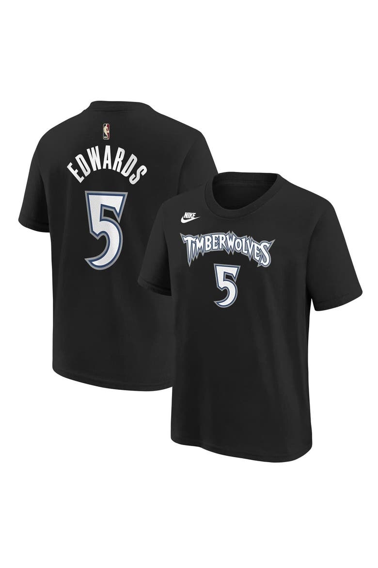 Youth Nike Anthony Edwards Black Minnesota Timberwolves Name & Number T-Shirt - Classic Edition, Main, color, Black