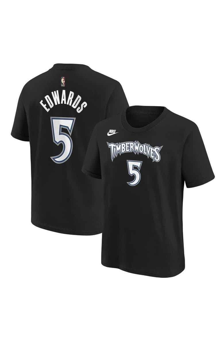 Nike Youth Nike Anthony Edwards Black Minnesota Timberwolves Name 
Number T-Shirt - Classic Edition, Main, color, Black