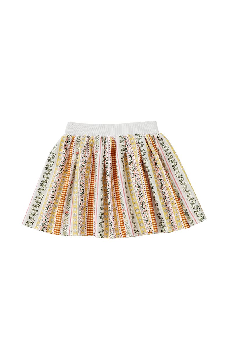 Buttercup Blossom Striped Floral Pleated Elastic Waist Skirt, Alternate, color, Pink