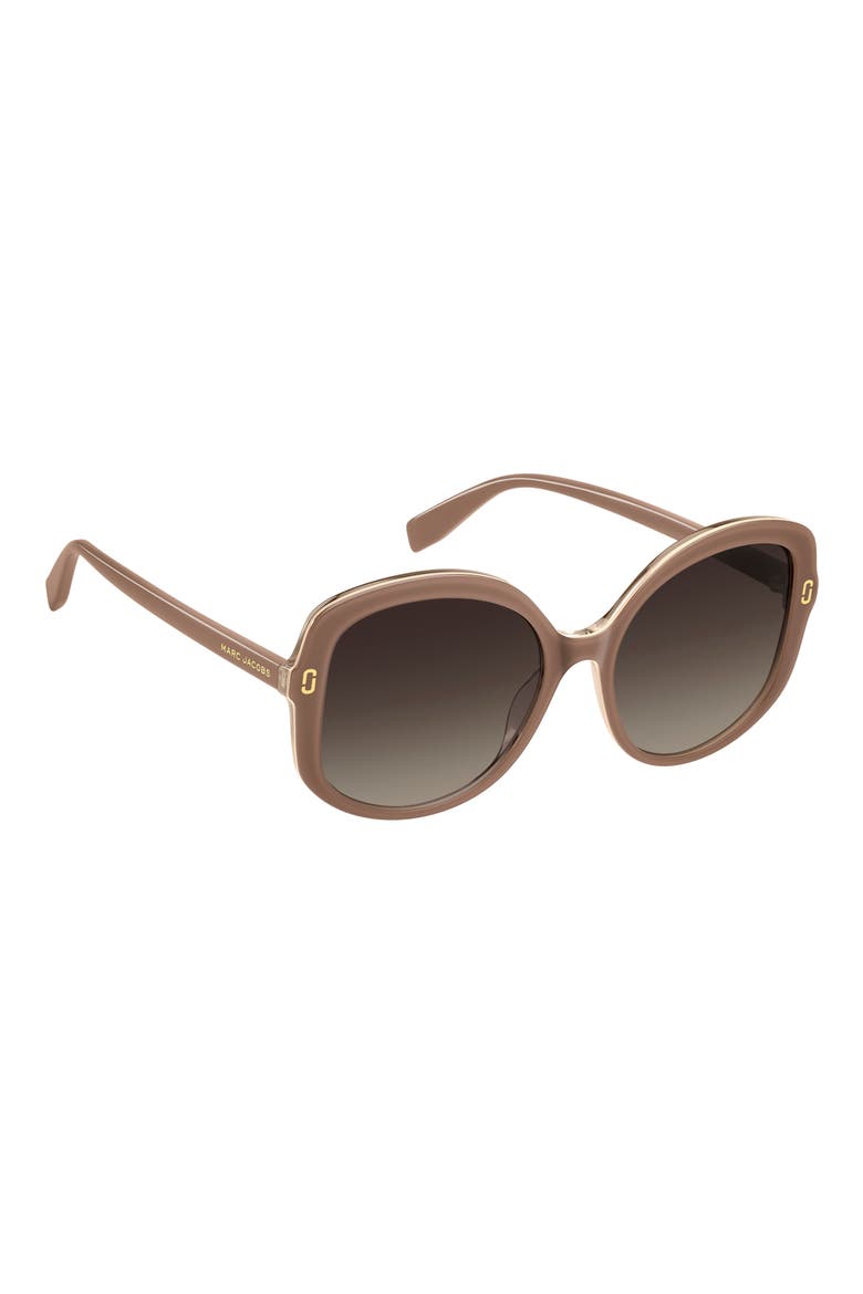 56mm Gradient Round Sunglasses, Alternate, color, BEIGE/ BROWN