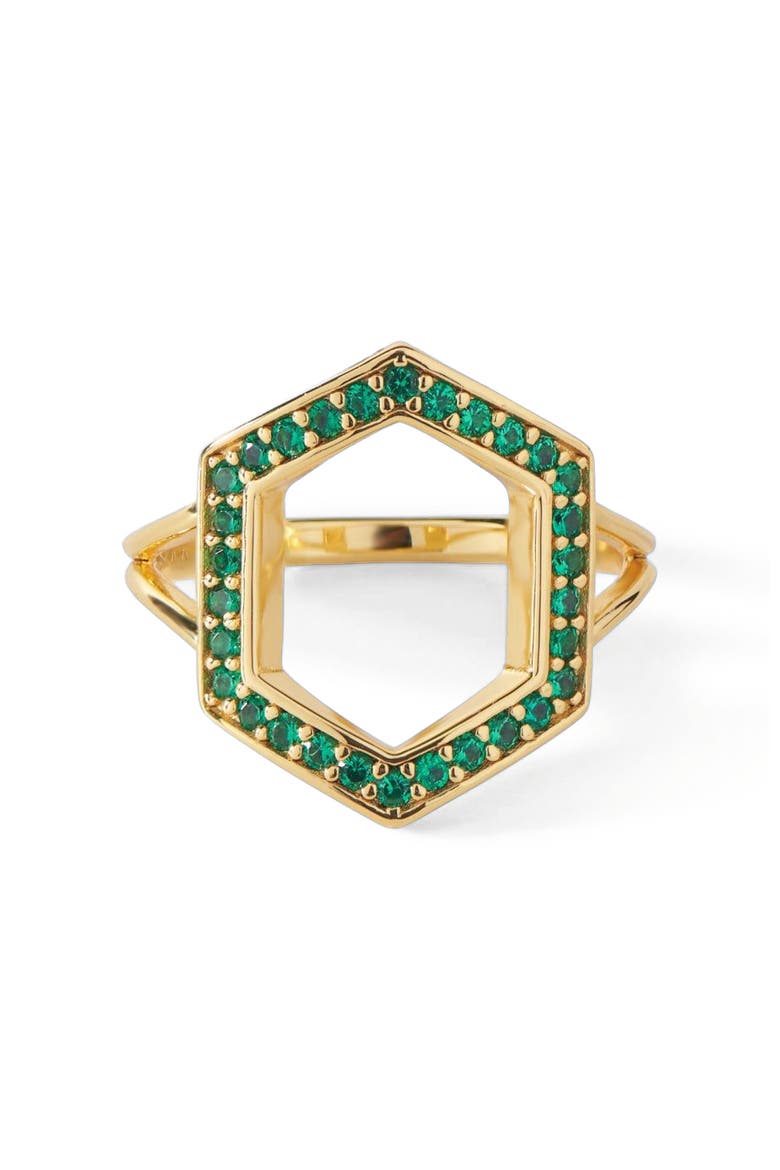The Donna Ring, Alternate, color, Gold/Emerald CZ