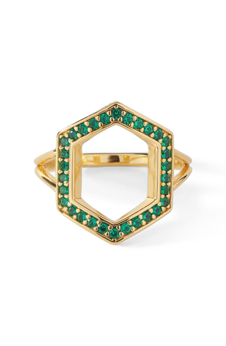 Ora Ana The Donna Ring, Alternate, color, Gold/Emerald Cz