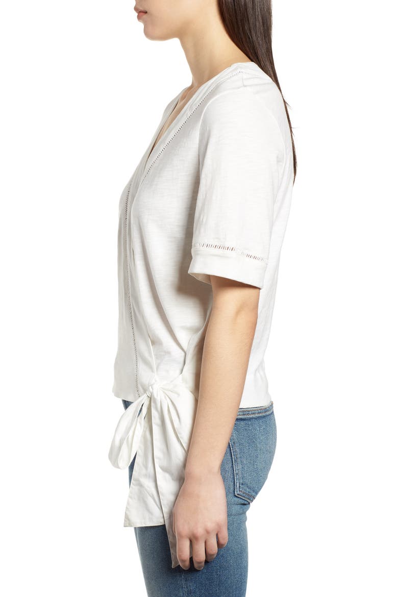 Tie Front Wrap Top, Alternate, color, WHITE