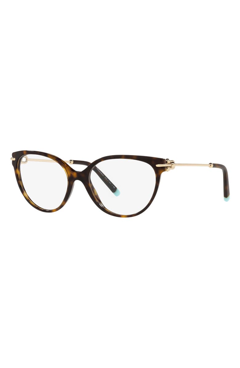 Tiffany & Co. 53mm Cat Eye Optical Glasses, Alternate, color, Havana/ Demo Lens