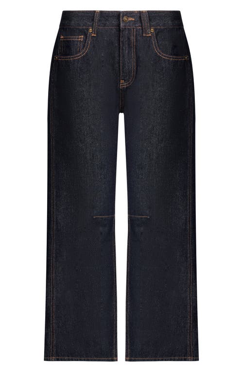 Shop Lioness Renacida Low Rise Wide Leg Jeans In Dark Denim