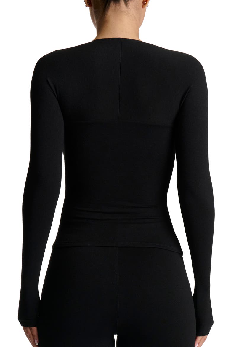 Queen Anee Neck Long Sleeve Top, Alternate, color, BLACK
