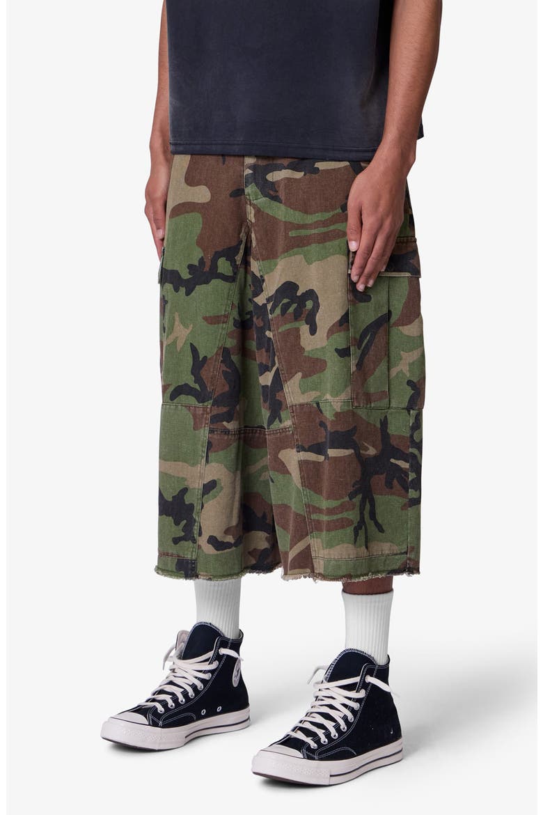 Extralong Cotton Cargo Shorts, Alternate, color, CAMO