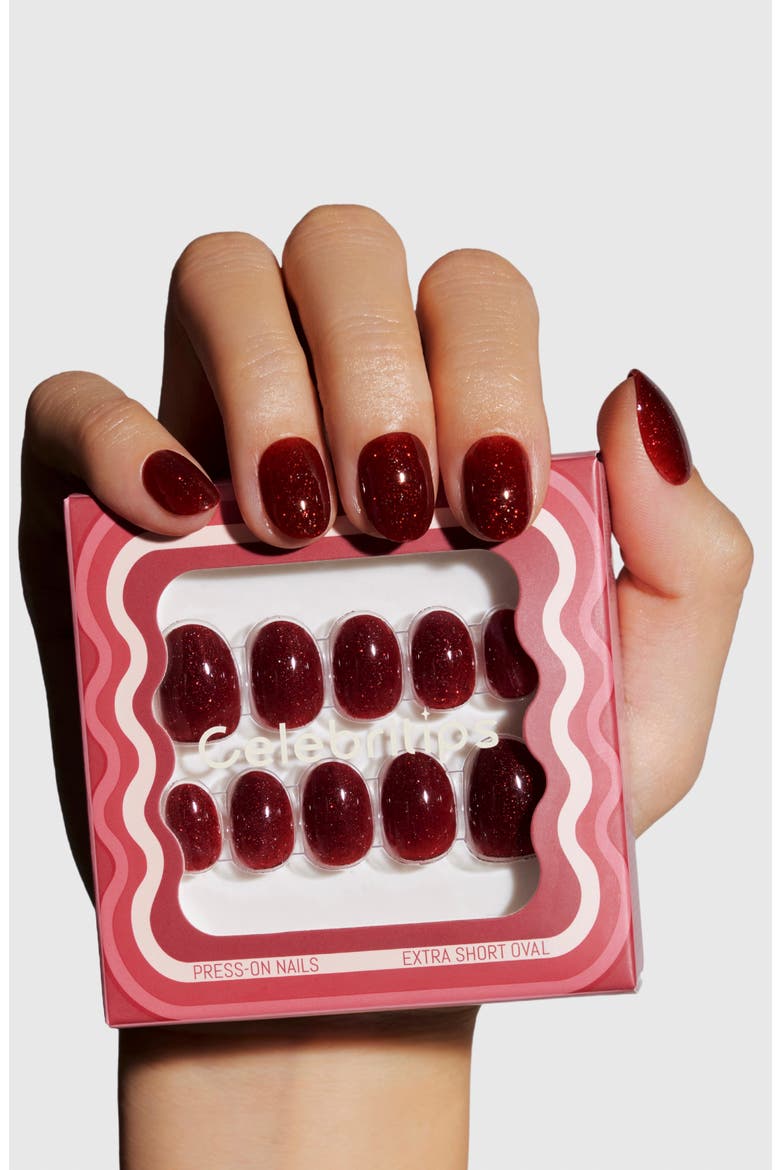 Belle Almond Press-On Nails, Alternate, color, SCARLETT