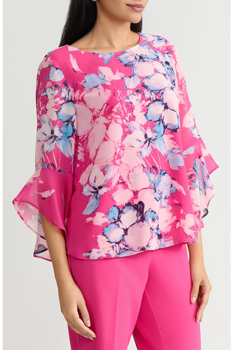 Floral Chiffon Top, Alternate, color, PINK PERFECTION MULTI