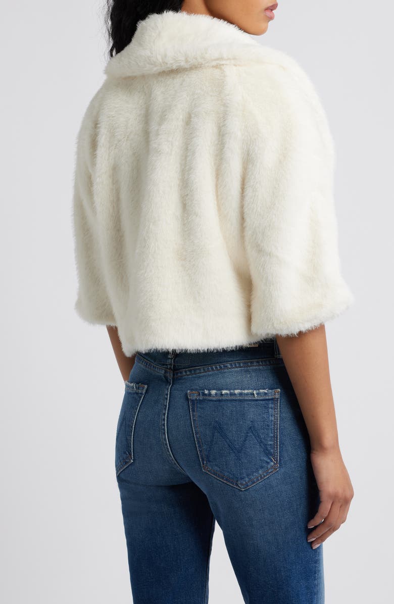 Steve Madden Hestia Crop Faux Fur Jacket, Alternate, color, Cream