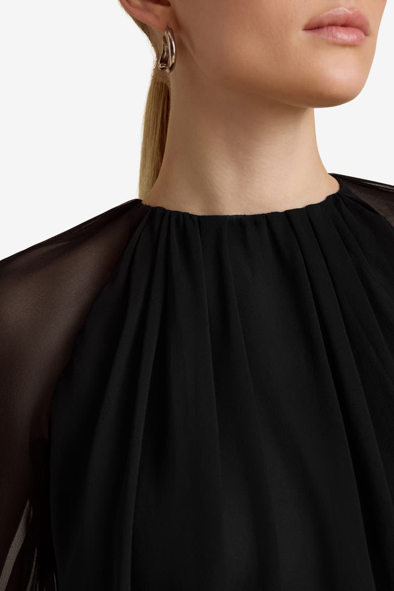 Layered Long Sleeve Blouse, Alternate, color, Black