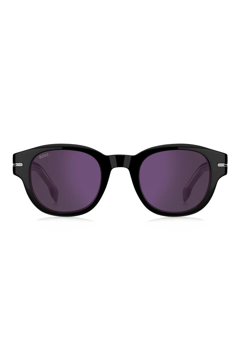 48mm Gradient Small Rectangular Sunglasses, Main, color, BLACK/ VIOLET SP AR