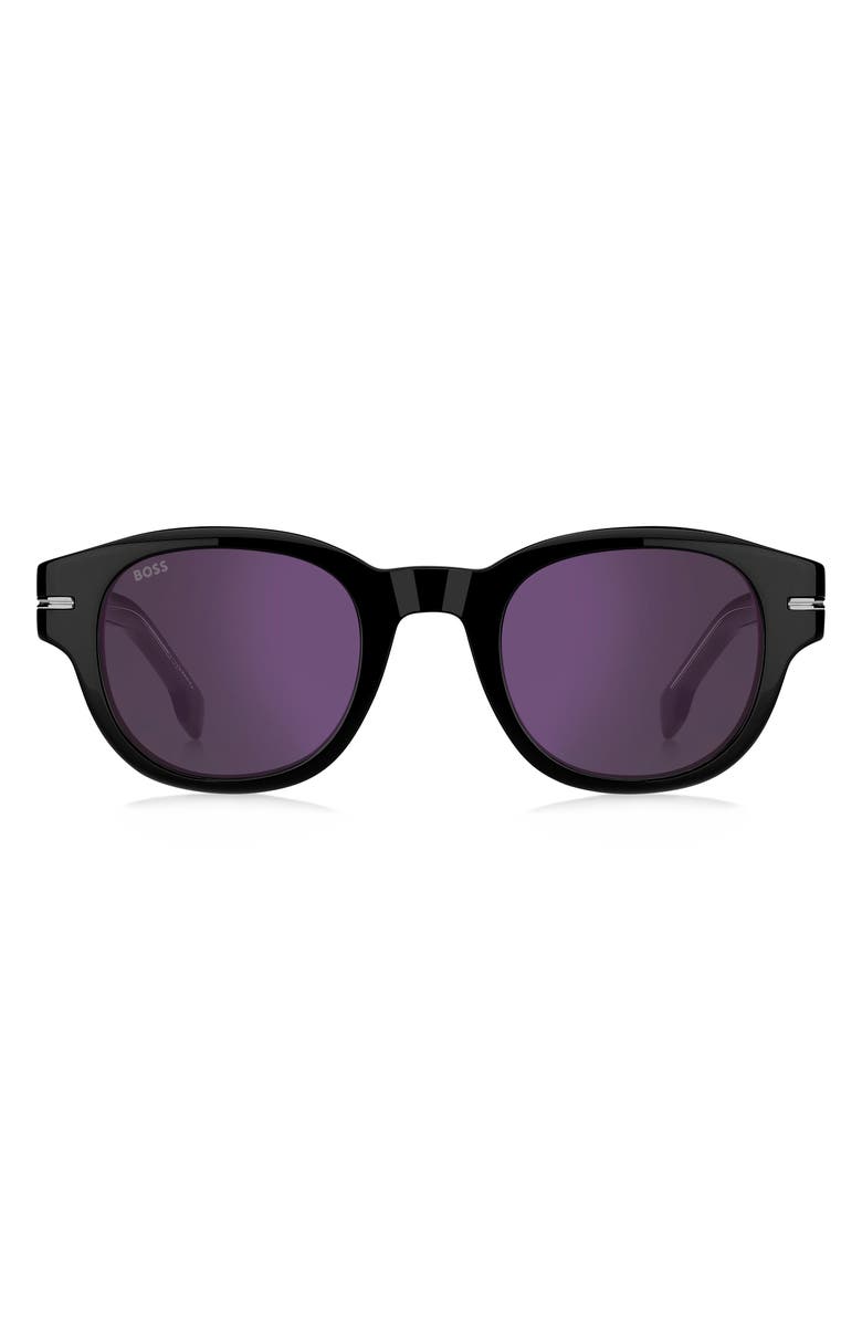 BOSS 48mm Gradient Small Rectangular Sunglasses, Main, color, Black/ Violet Sp Ar