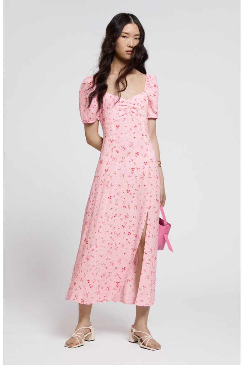 Floral Print Puff Sleeve Dress, Main, color, PINK FLOWER AOP