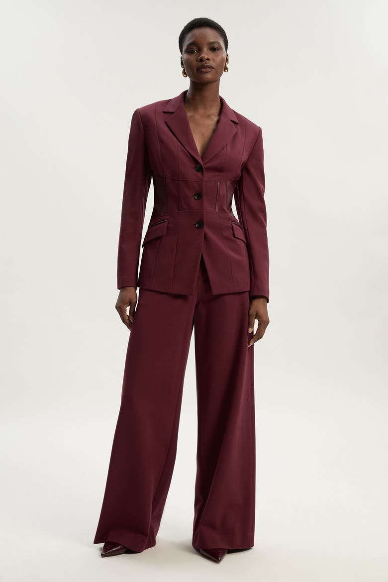 Ponte PU Wide Leg Pants, Alternate, color, Burgundy