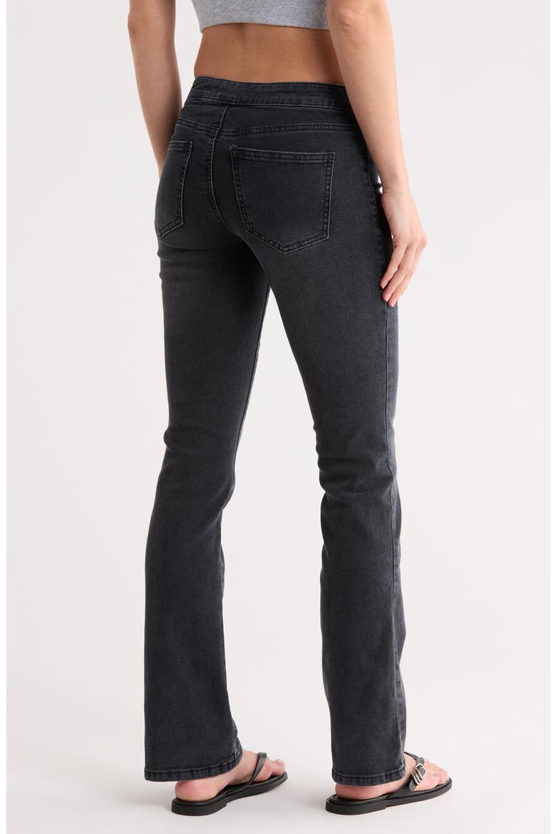 Belted Bootcut Jeans, Alternate, color, WASHED BLACK