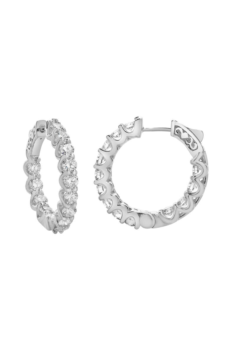 Lilith 14K Gold Diamond Hoop Earrings - 4 Cts, Main, color, 14K White Gold
