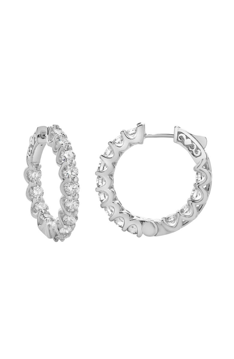 LuvMyJewelry Lilith 14K Gold Diamond Hoop Earrings - 4 Cts, Main, color, 14K White Gold