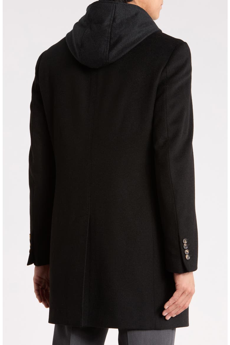 Wool Blend Topcoat with Removable Bib, Alternate, color, BLACK