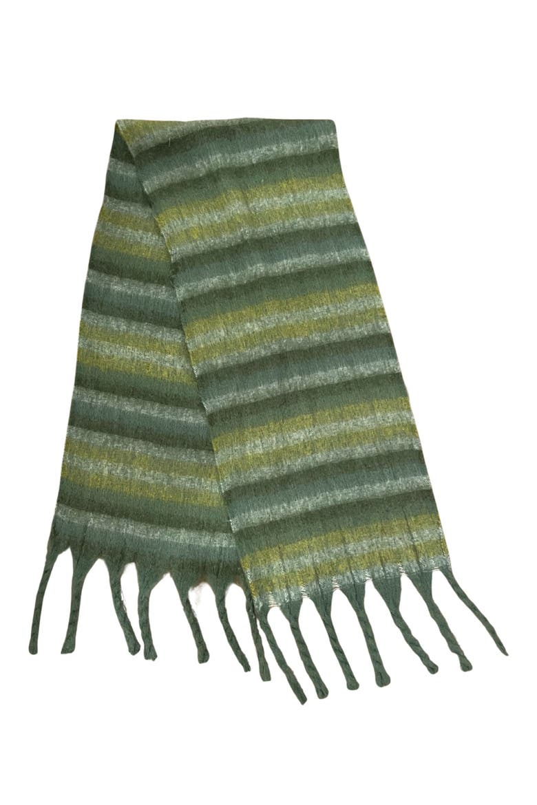 Stripe Woven Fringe Scarf, Alternate, color, GREEN