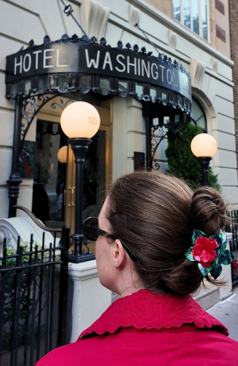 Solar Eclipse Hand Painted Poinsettia Claw Clip, Alternate, color, Red