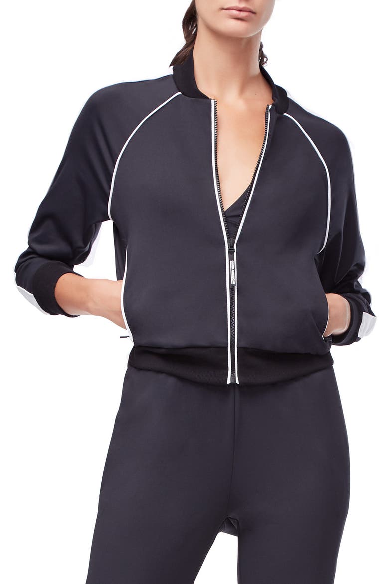 Piped Bomber Jacket, Main, color, BLACK001