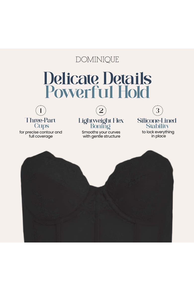 Tayler Lace Strapless Underwire Bustier, Alternate, color, Black