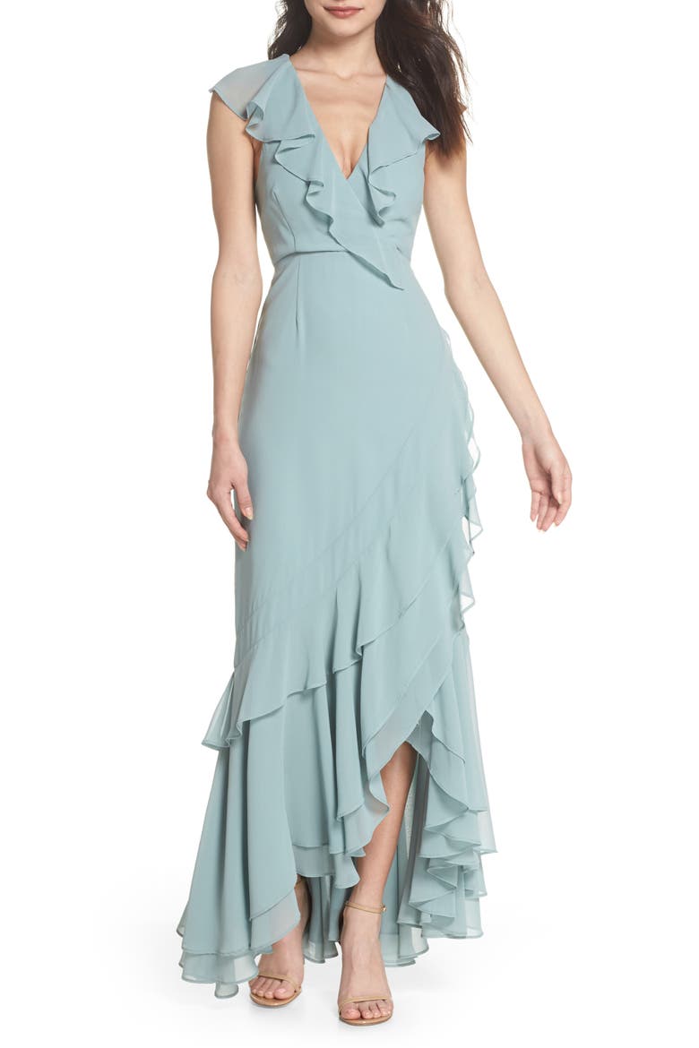 C/MEO Be About You Ruffle Gown, Alternate, color, SAGE