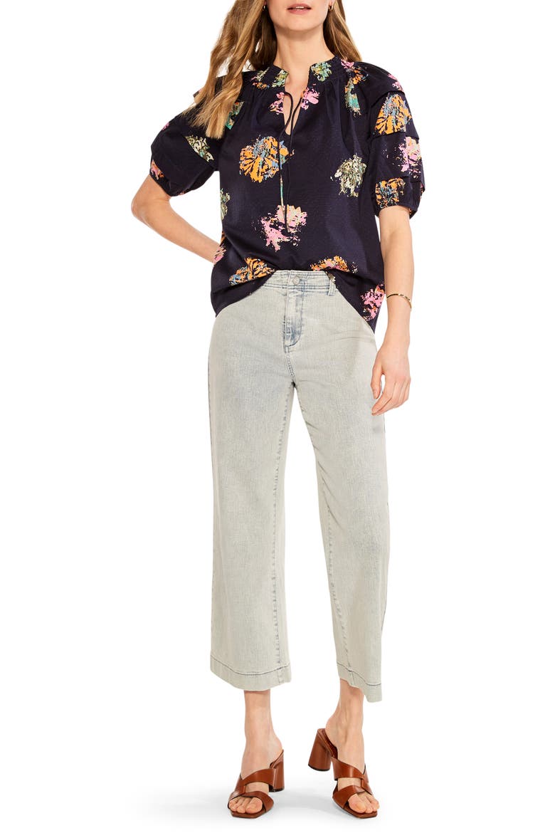 Bright Spot Smocked Neck Top, Alternate, color, INDIGO MULTI