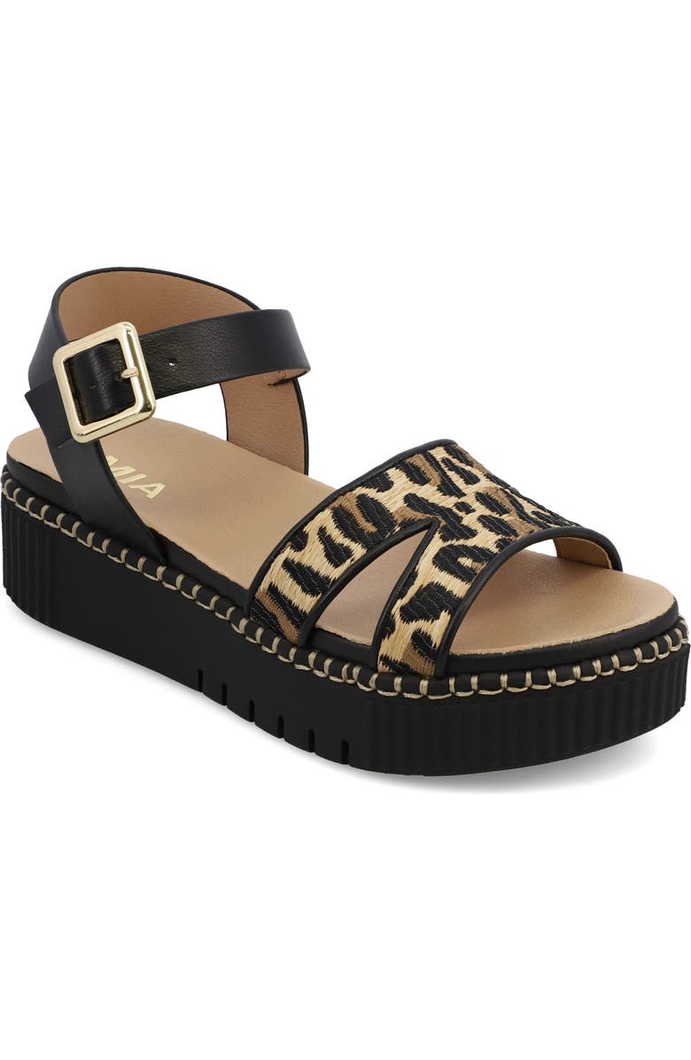 MIA Jaiden Ankle Strap Sandal, Main, color, Leopard/ Black