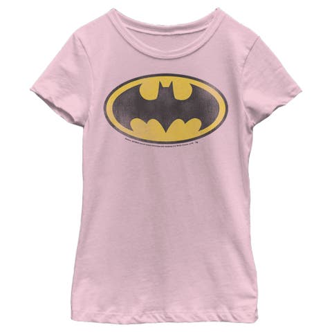 Girl's Batman Distressed Bat Logo  Graphic T-Shirt