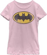 Batman Girl's Batman Distressed Bat Logo  Graphic T-Shirt