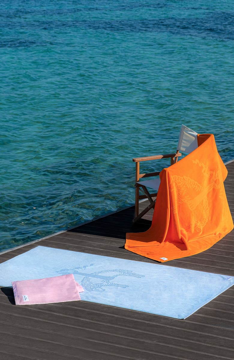 Brooks Brothers Jacquard Logo Cotton Beach Towel, Alternate, color, Orange