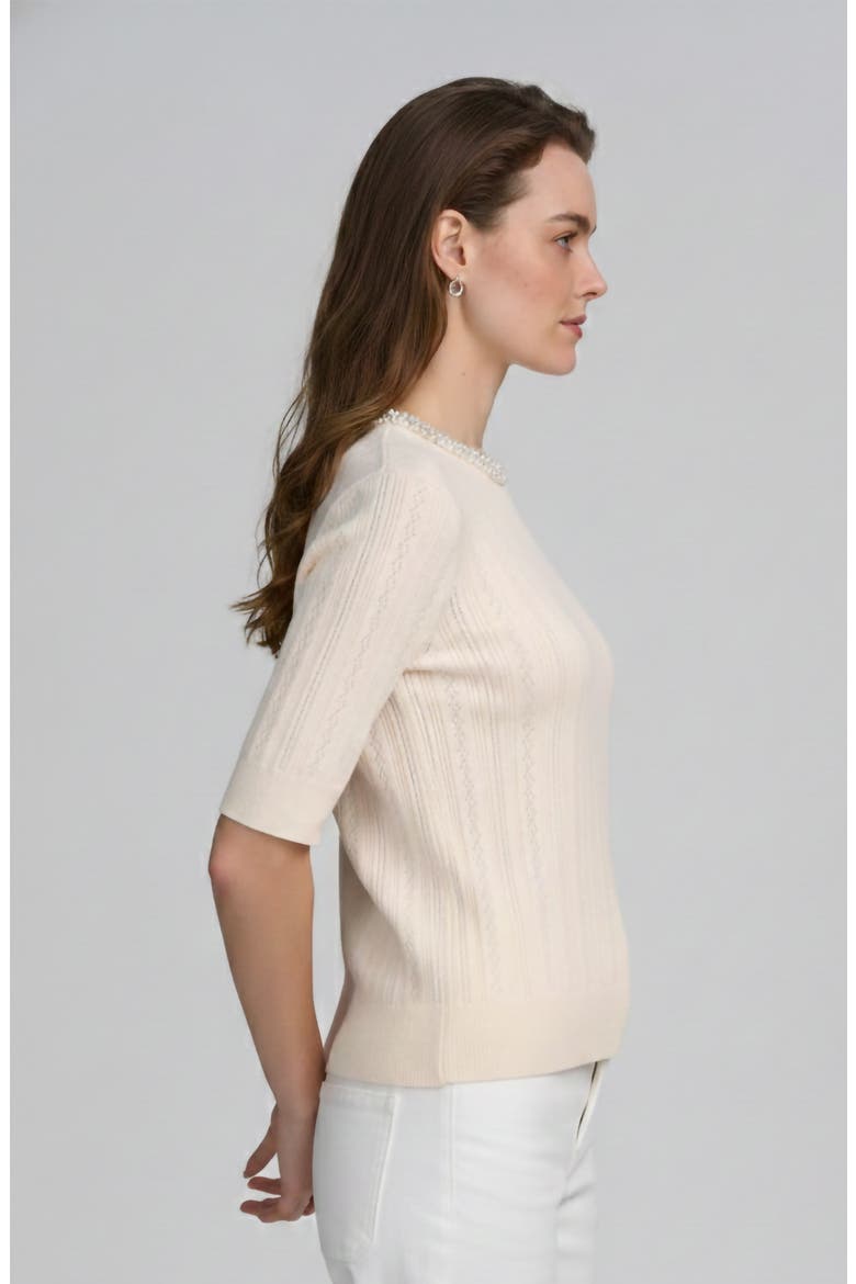 Fine Gauge Embellished Neck Top, Alternate, color, IVORY