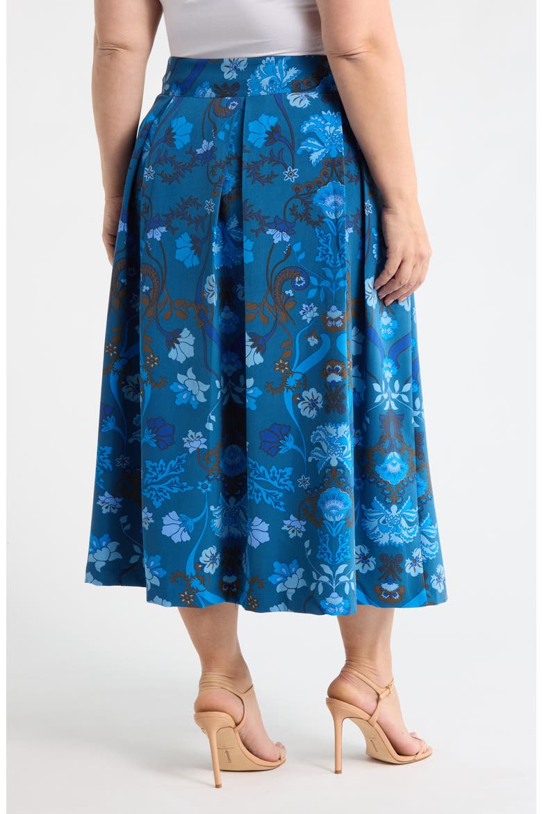 Palmate Pleated Midi Skirt, Alternate, color, TEAL-BLUE