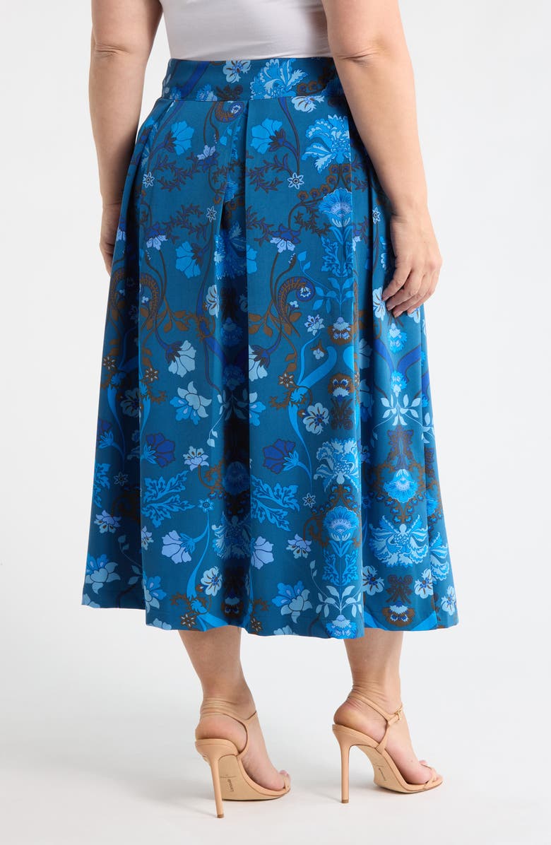 SUGARLIPS Palmate Pleated Midi Skirt, Alternate, color, Teal-Blue