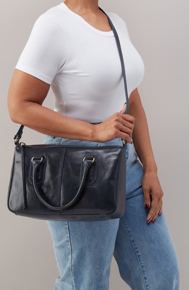 HOBO Expedition Leather Satchel, Alternate, color, Navy Horizon