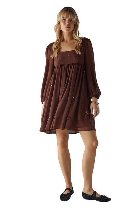 Hand Embellished Square Neck Mini Dress