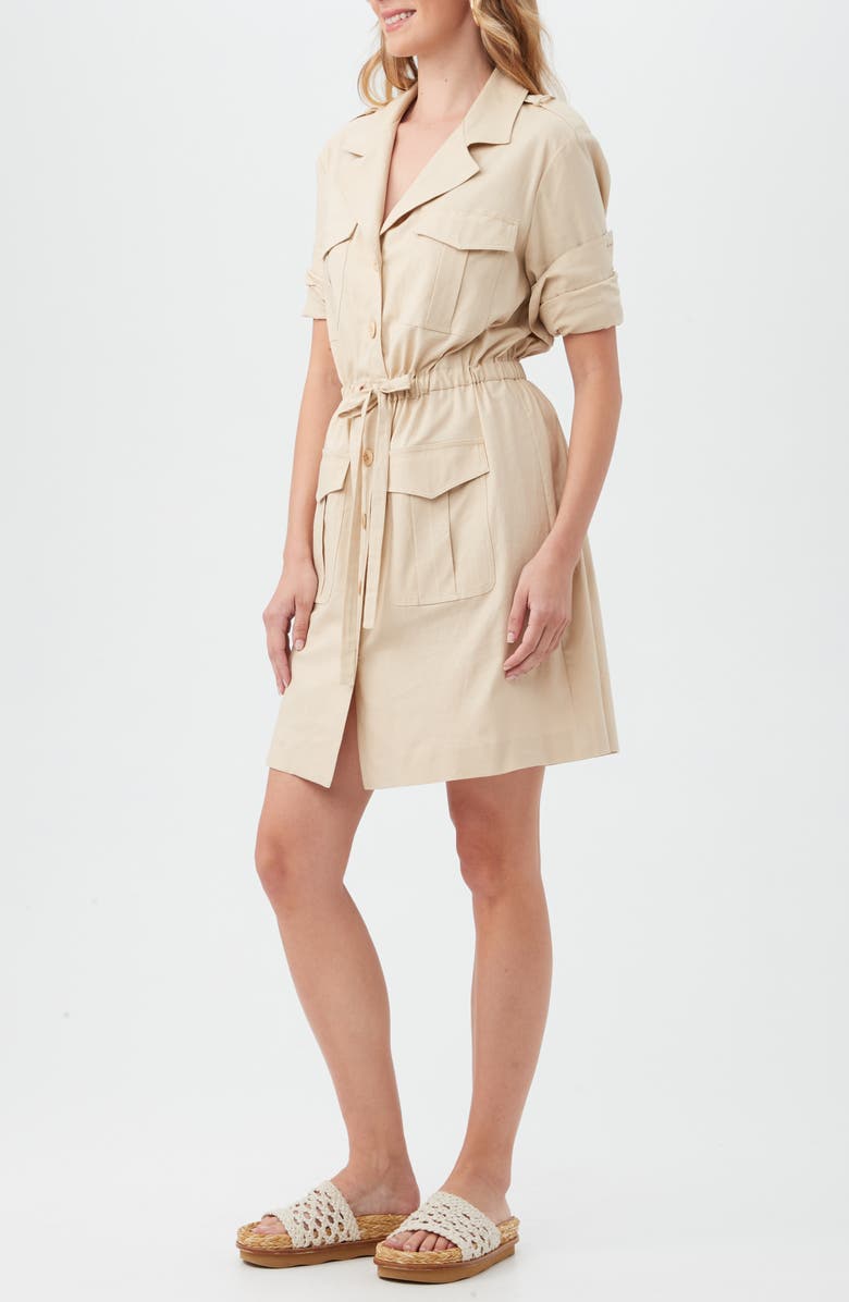 Trina Turk Tasha Drawstring Waist Shirtdress, Alternate, color,