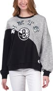 G-III 4HER BY CARL BANKS Women's G-III 4Her by Carl Banks Black Brooklyn Nets Benches Split Pullover Sweatshirt